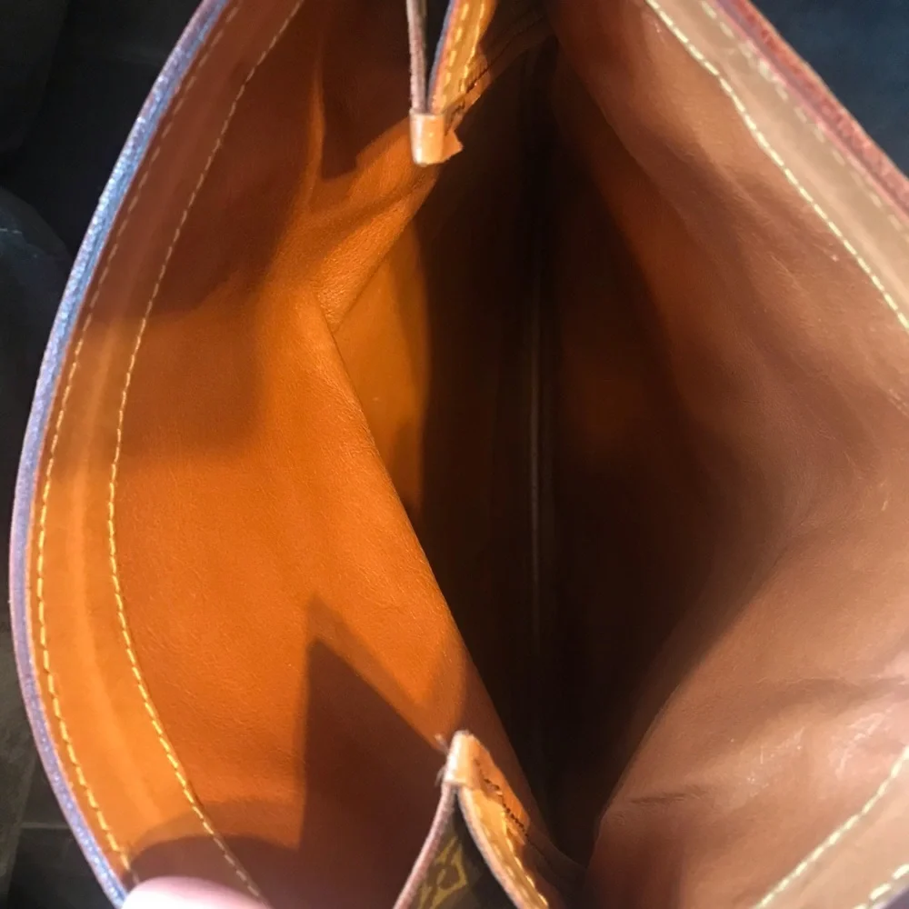 Louis Vuitton Brown Monogram Clutch with Tan Strap